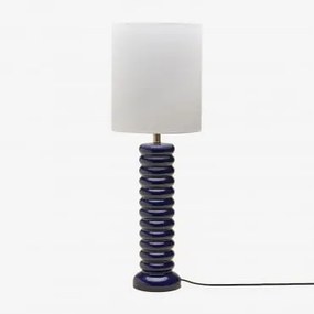 Lampa Stołowa Boreto 75 Cm Ceramiczno-lniana Dark Blue - Sklum