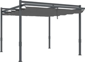 Outsunny Pergola ok. 3,5x3m Stabilna i Zimoodporna z Aluminiową Ramą i Regulowanym Zadaszeniem Szara