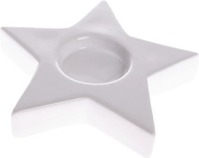 Świąteczny świecznik ceramiczny na świeczkę dopogrzewaczy Astre biały, 11,5 x 11,5 cm