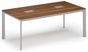 Stół konferencyjny PRIMO INVITATION, 200x100 cm, orzech + 2x port blatowy TYP VI, srebrny