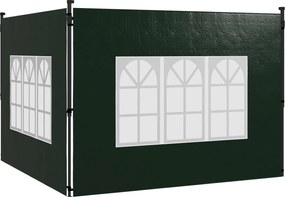 Outsunny Zestaw 2 Ścian Boczne do Pawilonu 3x3 3x6 Wodoodporne Ściany z Oknami, Ciemnozielone | Aosom PL