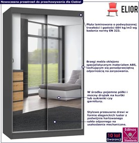 Lustrzana szafa przesuwna 120 cm dąb artisan antracyt Z9-W25