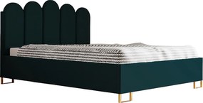 Łóżko tapicerowane MALAGA, wezgłowie, obicie KRONOS, pojemnik na pościel, podnośnik gazowy, wysokość spania 39 cm, 120x200 cm, Pomarańczowy