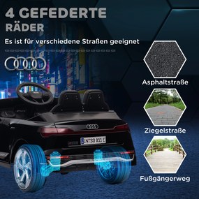 AIYAPLAY Elektryczny samochód dziecięcy, 12V Audi Q8, 3-5 km/h, pilot, reflektory, muzyka, Czarny