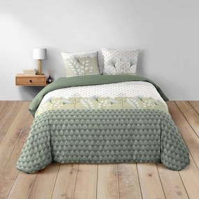 Biało-zielona bawełniana pościel dwuosobowa 240x220 cm Poetine – douceur d'intérieur