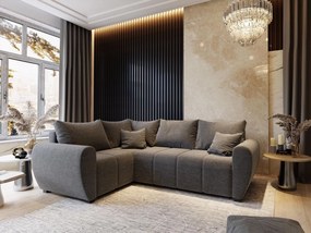 Masseno Narożnik MADISON z funkcją spania i pojemnikiem na pościel Narozniki L, Rozkładana sofa - Jasnoszary, SAWANA 21