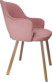 Krzesło Milano tkanina Welur noga metalowa : Kolor nogi - Złota profil, Kolor tkaniny - VELVET - MG58, Typ siedziska - Siedzisko stałe