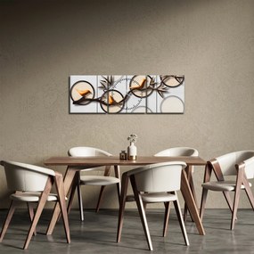 Malarstwo artystyczne - Ptaki na gałęzi (z zegarem) (90x30 cm)