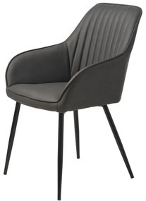 Ciemnoszare krzesła z imitacji skóry z podłokietnikami zestaw 2 szt. Nolan Stripe – Unique Furniture