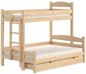 Łóżko piętrowe Lovic 90x200/120x200 z szufladami lewostronne - sosna