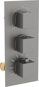 Mexen Cube termostatyczna bateria wannowo-prysznicowa 3-wyjściowa,  gun gray szczotkowany - 77503-66