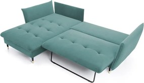 Narożnik GLAM Lewostronny z funkcją spania, zestaw z poduszkami wolnostojący tkanina RIVIERA 76 Miętowy DOMO HOME