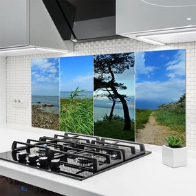 Szkło Dekoracyjne do Kuchni Samotne Drzewo Na Plaży