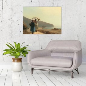 Obraz na szkle - Camille Pissarro, Two Women Chatting by the Sea, St. Thomas, reprodukcje (70x50 cm)