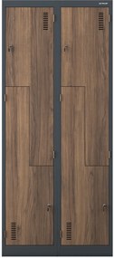 Szafa socjalna czterokomorowa Eco Design Julia 80x45x185 cm antracyt/orzech