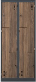 Szafa socjalna czterokomorowa Eco Design Julia 80x45x185 cm antracyt/orzech