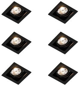 Zestaw 6 regulowanych kwadratowych opraw wpuszczanych czarnych - Artemis 70
