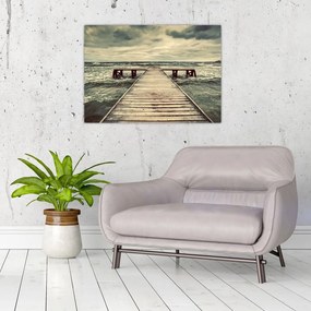 Obraz drewnianego molo na morzu (70x50 cm)