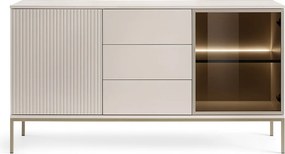 Nowoczesna komoda szeroka z szufladami i frezowanym frontem 154×83×39 cm, w kolorze Kaszmir / Złoty