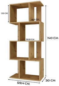 Modułowy regał do salonu - Hubio dąb artisan