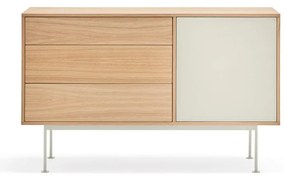 Kremowobiała komoda w dekorze drewna dębowego Teulat Yoko, szer. 128 cm