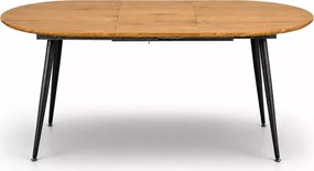 Stół owalny rozkładany Dakar 120–160 cm złoty dąb – MDF okleinowany, metalowe czarne nogi, styl skandynawski