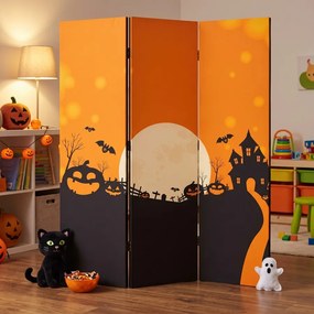 Parawan pokojowy 3-częściowy 135x172 Jednostronny dekoracyjny bajkowy halloween Wielokolorowy Noc Halloween