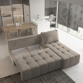 Masseno Narożnik DOMIRA z funkcją spania i pojemnikiem na pościel Narozniki L, Rozkładana sofa - Beżowy, PAROS 02