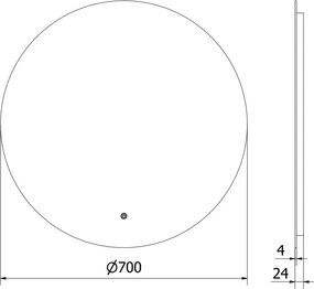 Mexen Erg lustro łazienkowe podświetlane, okragłe 70 cm, LED 6000K, antypara - 9823-070-070-611-00