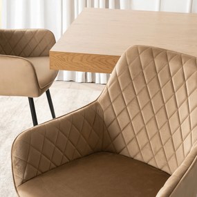 Krzesło Tapicerowane do Jadalni BRESSO Beżowe Welurowe Nowoczesne