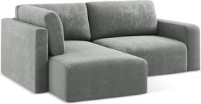 Szary rozkładany/ze schowkiem narożnik z tkaniny szenilowej (lewostronny/w kształcie litery L) Kona – Makamii