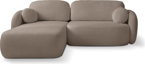 Masseno Narożnik AMICO z funkcją spania i pojemnikiem na pościel Narozniki L, Rozkładana sofa - Brązowy, SICURO 45