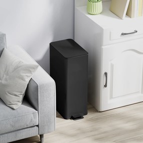 HOMCOM Kosz na Śmieci 20L, Pokrywka Soft-Close, Miejsce na Dezodorant, Odporna na Odciski Palców Stal Nierdzewna, Czarny | Aosom PL