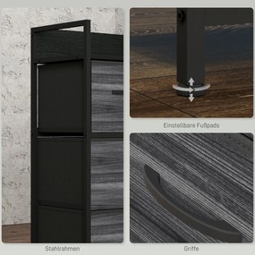 HOMCOM Komoda, sideboard, 4 tkaninowe szuflady, industrialny design, 60x29x85 cm, czarny | Aosom PL