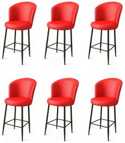 Zestaw krzeseł barowych Uras Red and Black, 6 szt., 6 szt.