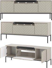 Szafka RTV z głośnikiem JBL i oświetleniem Aspen 06 cashmere/czarny