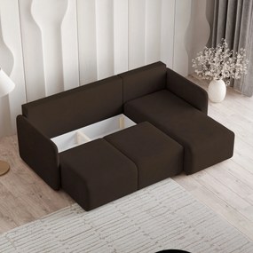 Masseno Narożnik SUVINO z funkcją spania i pojemnikiem na pościel Narozniki L, Rozkładana sofa - Brązowy, NEVE 28