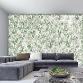 Fototapeta - Ażurowe liście, zielona (196x136 cm)