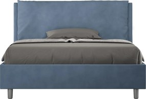 Łóżko bez stelaża tapicerowane 140x200 microfibra niebieski Antea Large