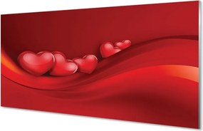 Panel szklany do Kuchni Czerwone Serca na Tle