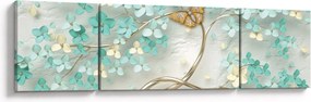 Obraz kwiata z motylami (170x50 cm)