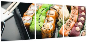 Obraz - Sushi (z zegarem) (90x30 cm)