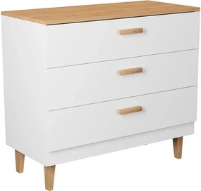 Komoda Z Biały Szufladami Na Nóżkach + Hikora C1-P21