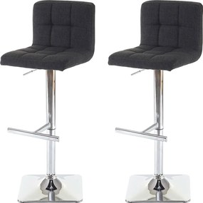 Stołek barowy Cadiz (zestaw 2 sztuk),  tkanina/tekstylia ciemnoszary, podstawa chromowana