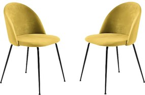Zestaw 4 nowoczesnych żółtych krzeseł do jadalni „Prince” z tapicerką cm 50x52 81h