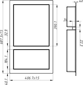 Mexen X-Wall-S półka wnękowa SMC z kołnierzem 68,6 x 40,7 cm, biała - 1901694109