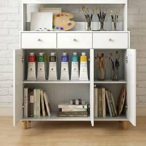 HOMCOM nowoczesny kredens witryna do salonu biała szafka na akcesoria i dzieła płyta MDF 100x40x180 cm | Aosom PL
