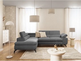 Szary narożnik z tkaniny szenilowej (lewostronny/w kształcie litery L) Marbeya – Ropez