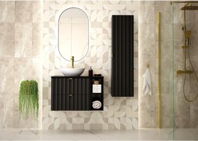 Czarna Szafka Łazienkowa Słupek Wysoki Ryflowane Fronty Arcos