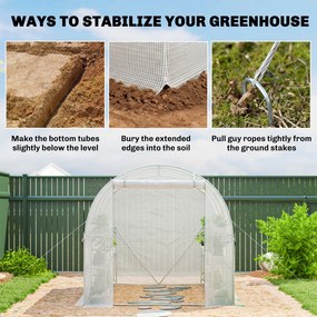 Outsunny Szklarnia foliowa 2,7 x 2 x 2 m z półkami, rolowanymi drzwiami, 6 oknami, wspornikami | Aosom PL